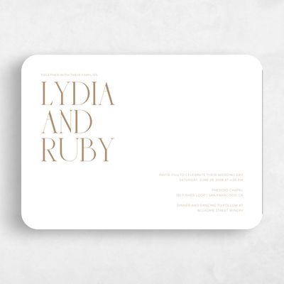 Brown Rounded Wedding Invitation - Amberley Landscape Letterpress