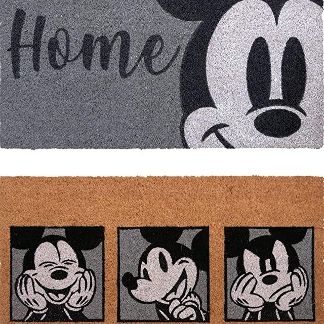 Gertmenian Disney Mickey Mouse Doormat Rug Retro Classic Entryway Floor Mat Carpet, 2 Pack Coir 20x34, Orange Gray Welcome Home