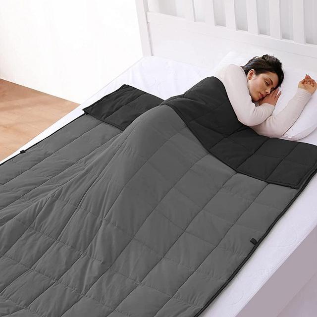 ROKDUK Full Weighted Blanket Throw 60x80in Twin XL Size 20 lbs. Soft Cooling Reversible 1800TC Cotton Alternative with Glass Beads, Black/Dark Grey