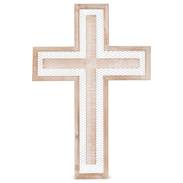 Creative Brands Faithworks Wooden Wall Cross, 18-Inch, Layered Wire