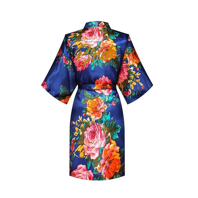 MORFORU Women Bride Bridesmaid Gold Glittering One Size Peony Robe for Wedding Party Getting Ready, Short