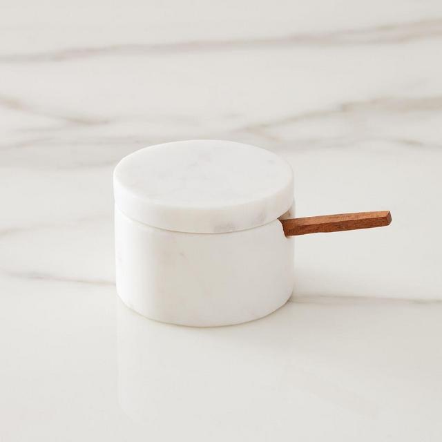 Marble Lidded Cellar with Wood Spoon