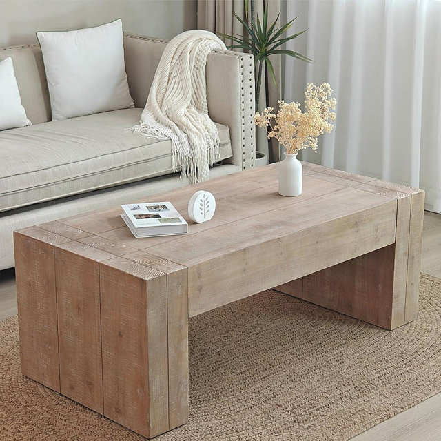 MaiDeHaoo Natural Wood Tea Table for Kitchen, Rustic Wood Coffee Table Center Table for Living Room Coffee Table for Living Room Small
