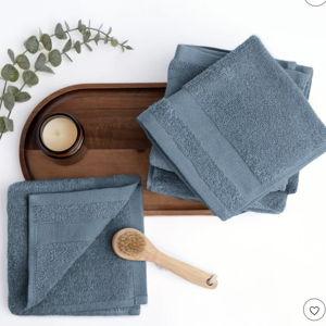 Set Of 4 Light Blue 100% Super Plush Premium Cotton, Washcloths - Becky Cameron