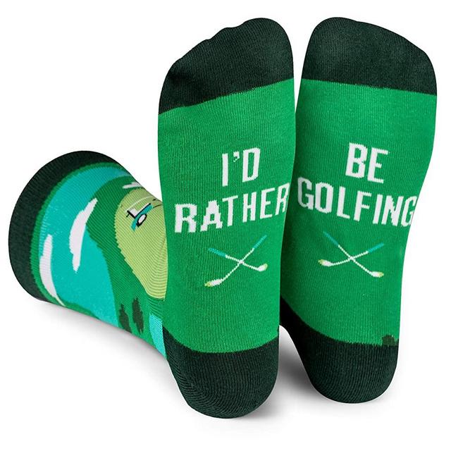 Lavley - I'd Rather Be - Funny Socks For Men and Women (Golfing Fishing Hunting Camping Racing Football Biking Grilling)
