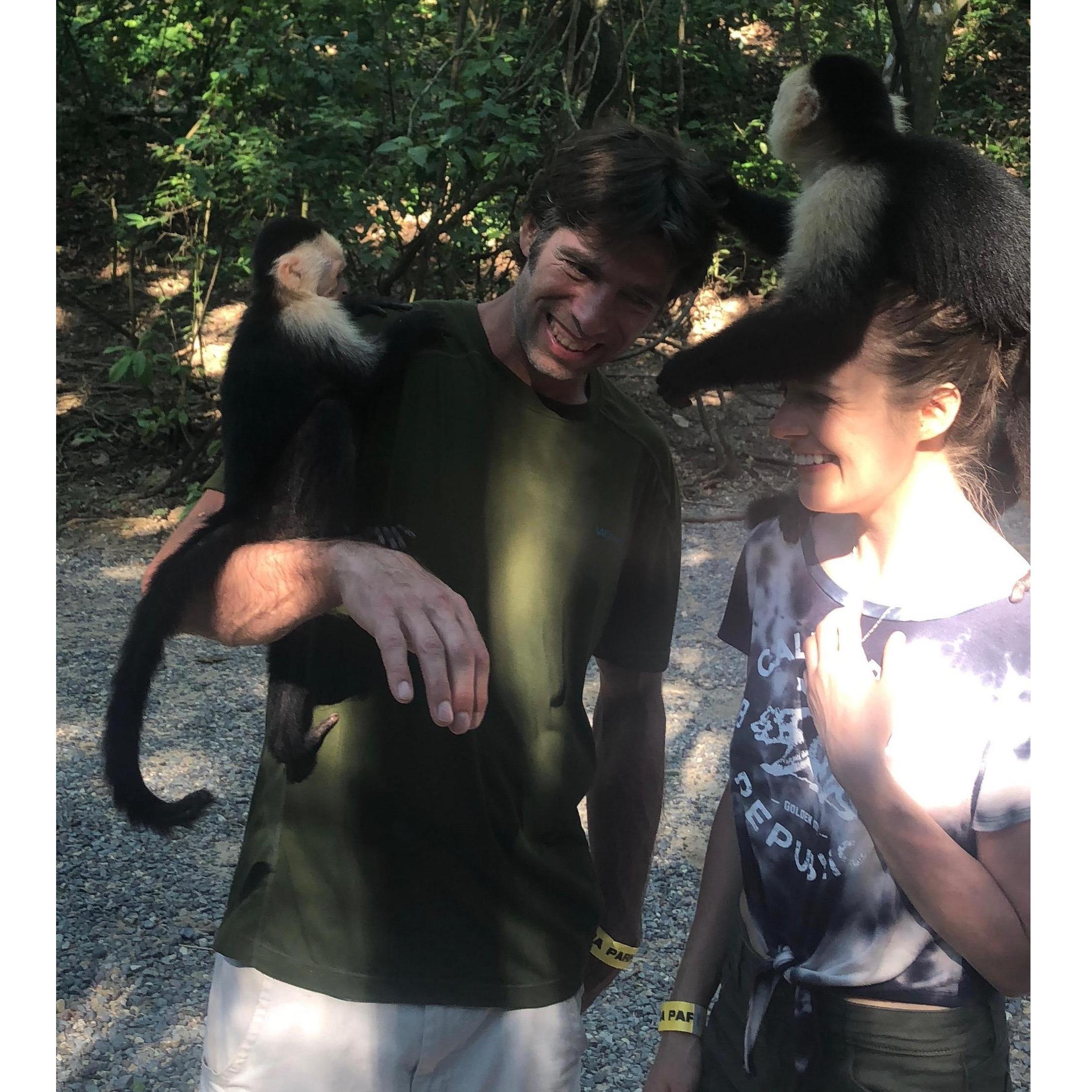 Just monkeying around at an animal sanctuary in Roatan! (Erik loves my corny humor ;) )
