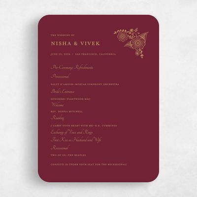 Purple Rounded Wedding Program - Sambac