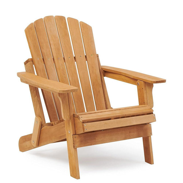 Oversized Wooden Folding Adirondack Chair with Pre-Assembled Backrest and Seat Board, Lounge Chair for Outdoor Patio Garden Lawn Backyard Firepit Deck Pool Beach