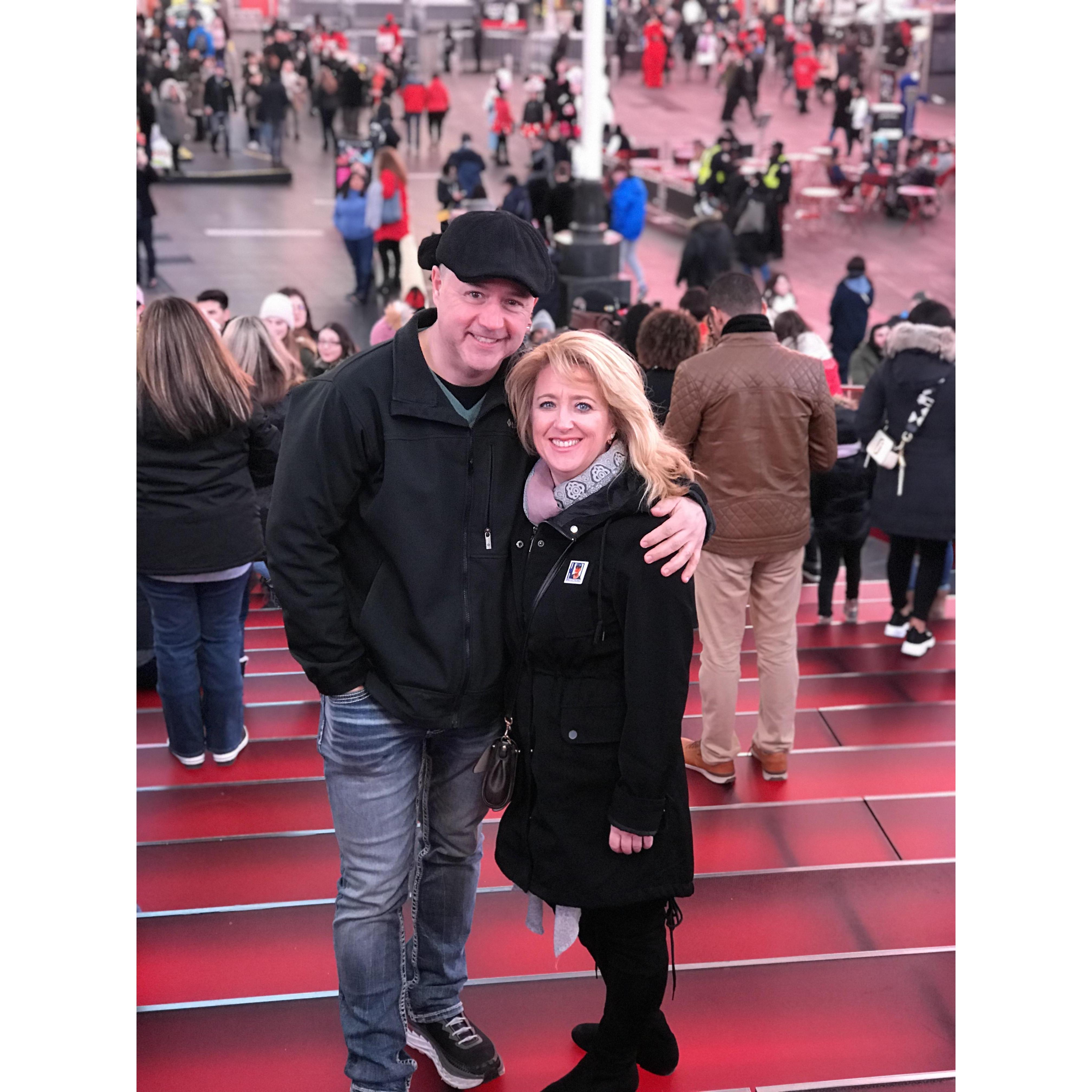 One of our many trips to NYC.  Times Square 2019