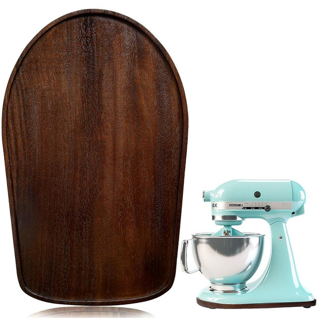 Natural Walnut Wood Mixer Slider Mat for KitchenAid 4.5-5 qt Stand Mixer Sliding Tray for Countertop Protection
