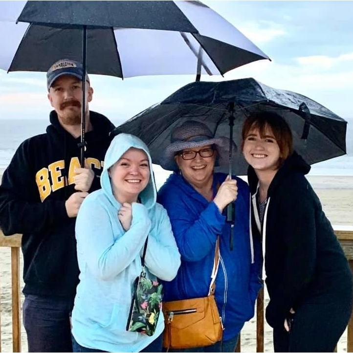 Beach family despite the weather