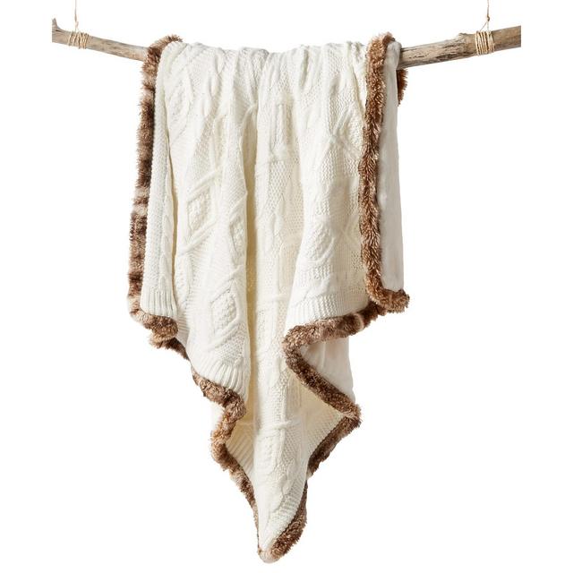 Martha Stewart Collection Sweater Knit Fur Throw, Created for Macy's