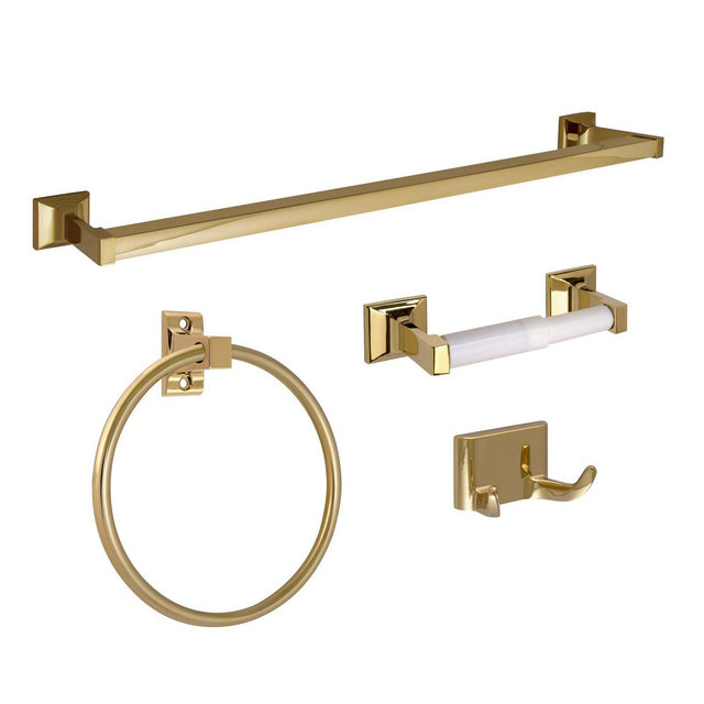 4pc Millbridge Bathroom Accessory Kit Polished Brass - Design House LA