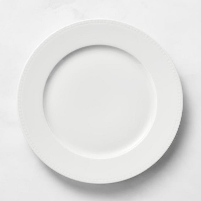 Apilco Beaded Hemstitch Porcelain Dinner Plates, Set of 8