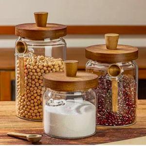 Set of 3 (13.5oz/20.3oz/27oz) Glass Storage Containers with Bamboo Lids