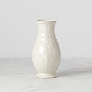 French Perle White Fluted Vase