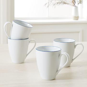 Organic Rimmed Porcelain Mugs (Set of 4) - True Blue