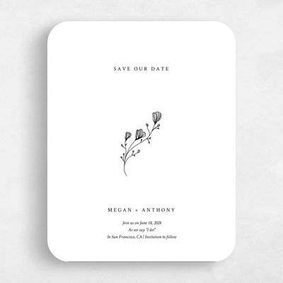 White Rounded Wedding Save the Date - Unconditional Stamp