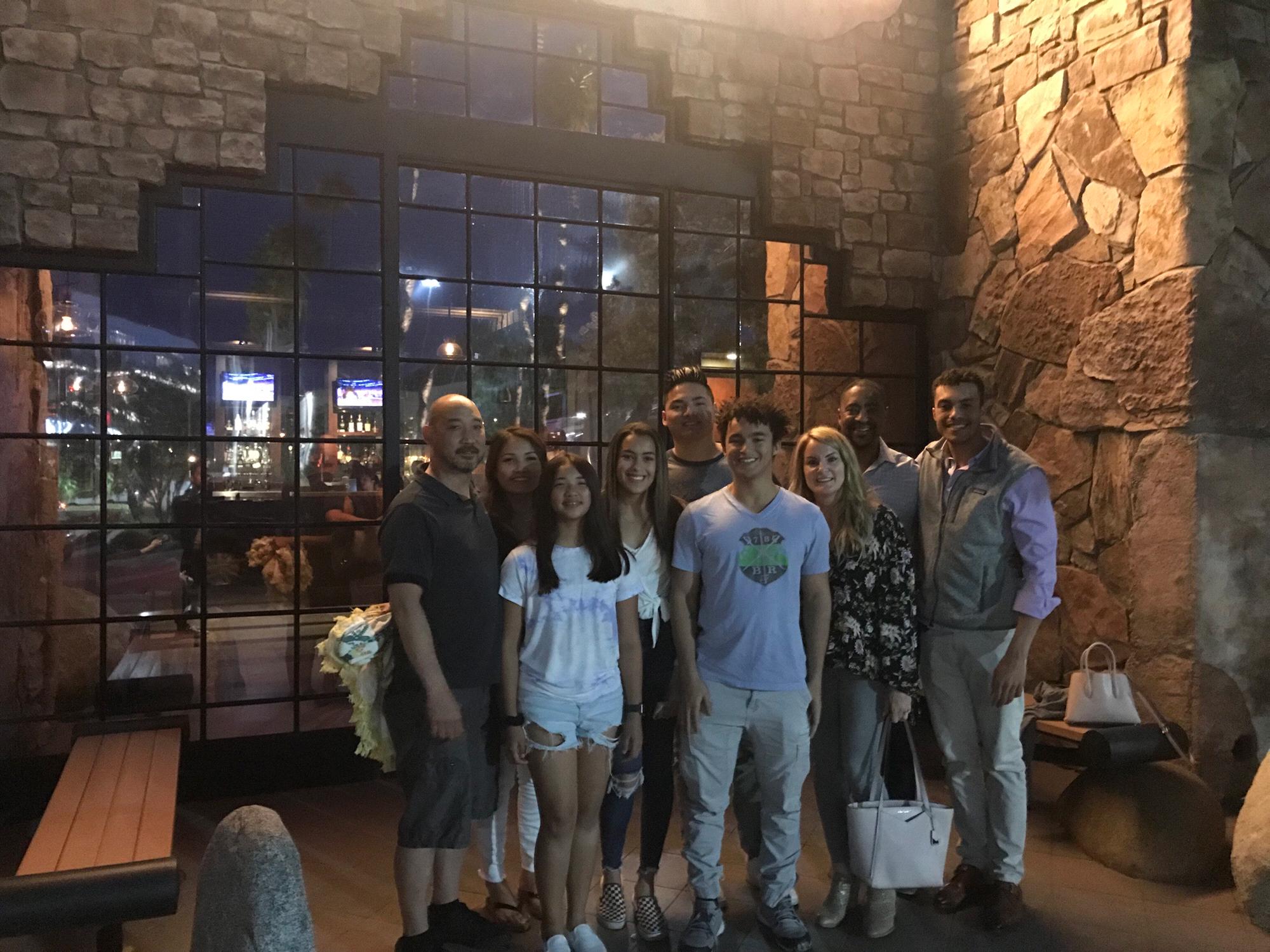 Last dinner with our families before Justin left for Navy boot camp