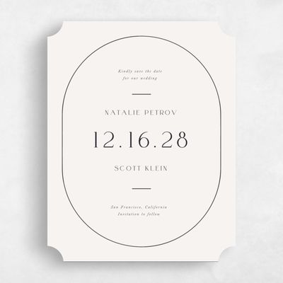 Beige Ticket Wedding Save the Date - Barga Portrait