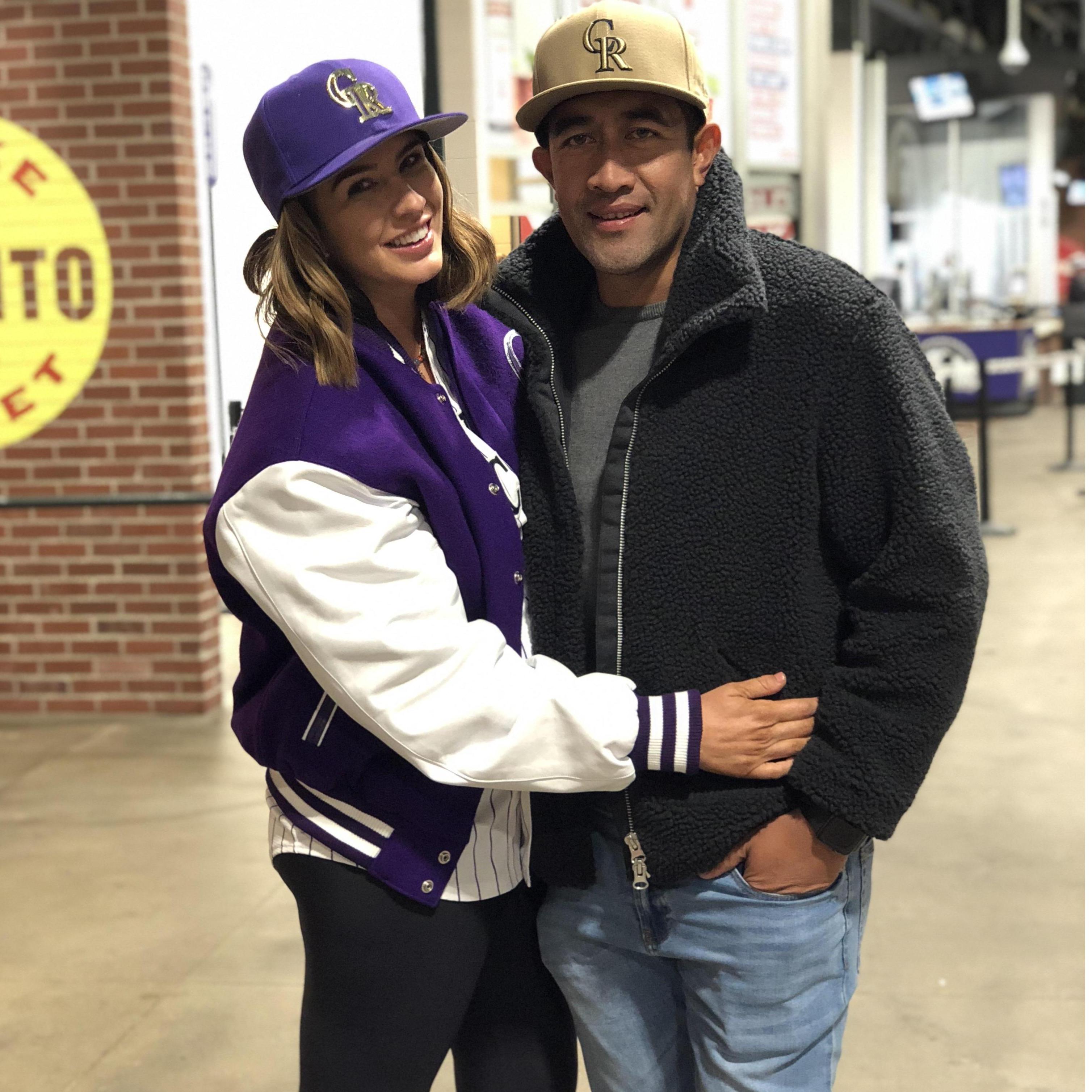 Olivias first baseball game watching the Colarado Rockies in Denver - April 2018