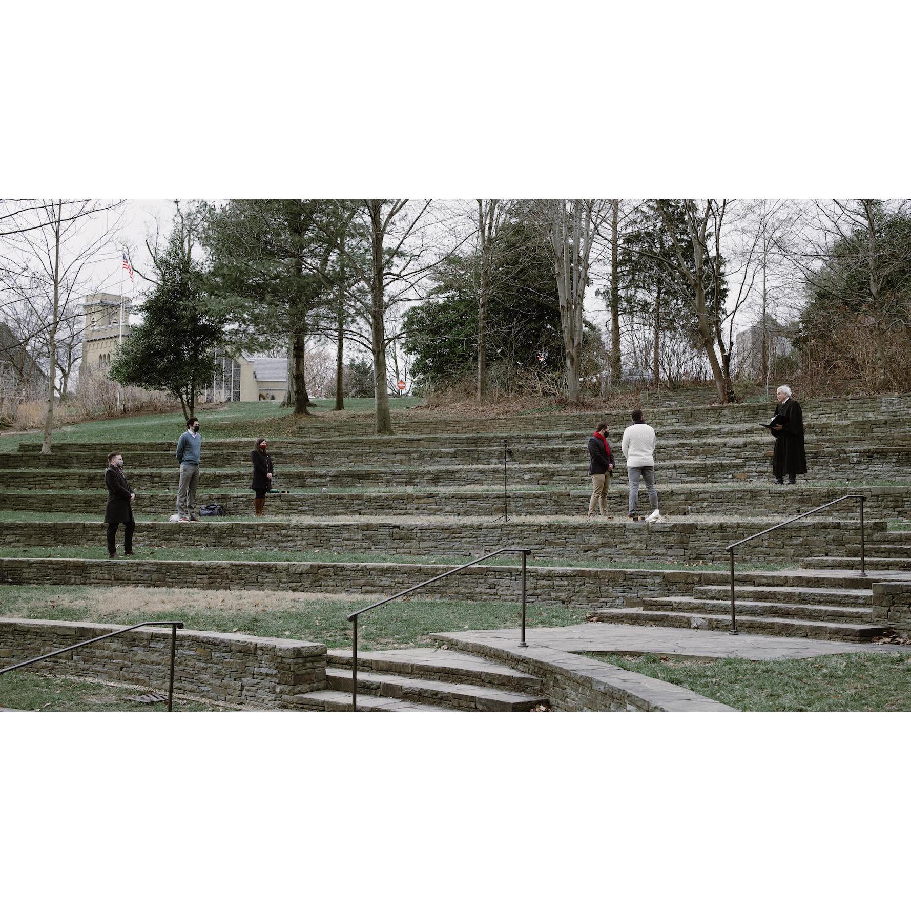 Joe and James married on the "Olmsted Steps," named for Frederick Law Olmsted. Considered the father of landscape architecture, Yale-educated Olmsted designed the Stanford campus and Central Park.