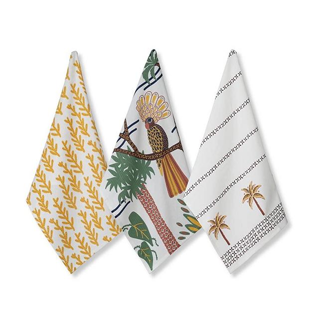 Folkulture Kitchen Towels or Tea Towels, 20 X 26 Inch Modern Dish Towels or  Dish Cloths with Hanging Loop, Set of 3 Frill Dishcloth or Flour Sack