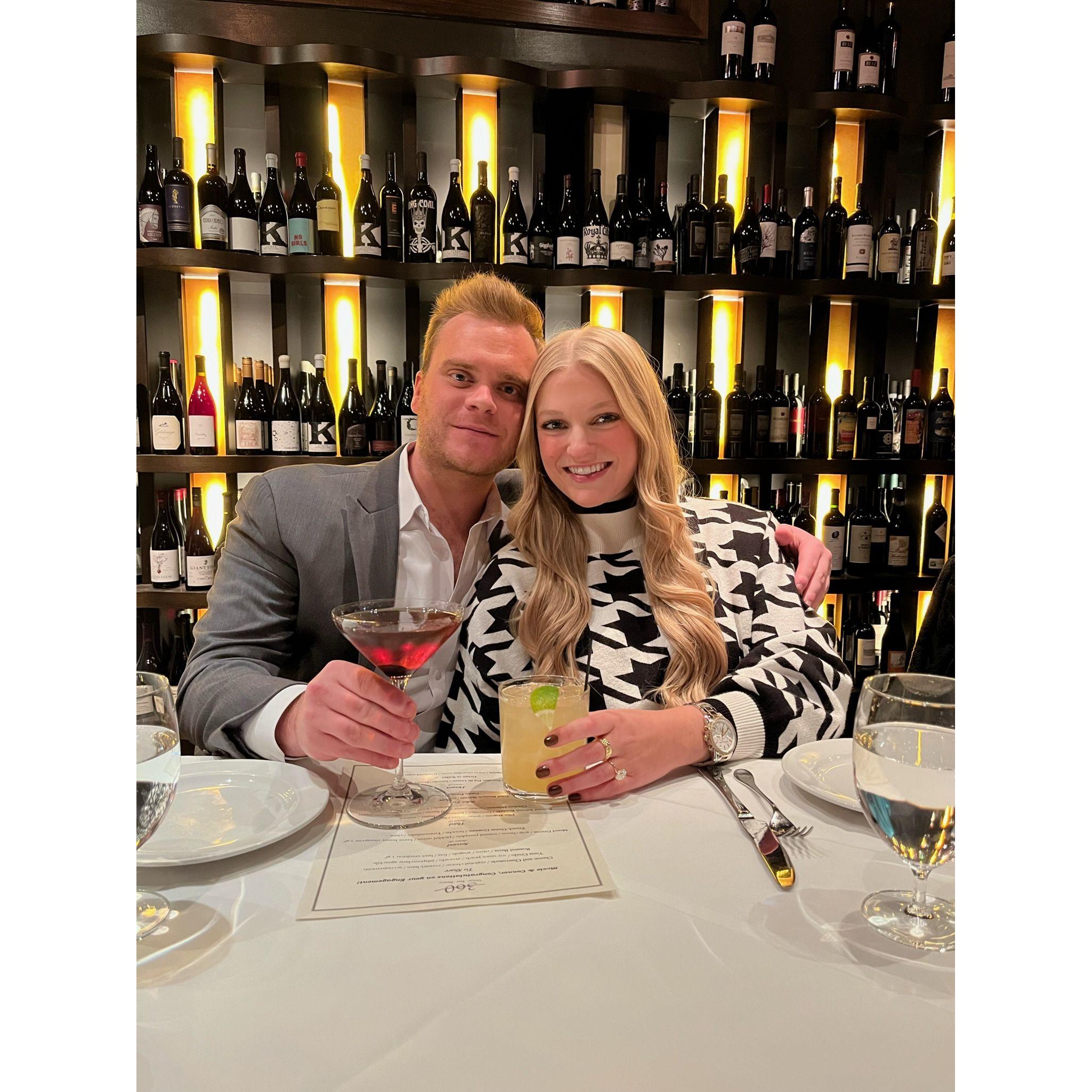 November 2023 | At dinner with our families after Connor proposed:)