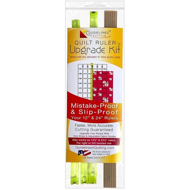 Guidelines4quilting - Quilt Ruler Upgrade Kit - Mistake Proof & Slip Proof Your 12" & 24” Quilt Rulers (or 12½" & 24½") - Cut Faster and More Accurately - for Both Right & Left-Handers