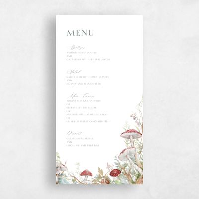 White Greenery Wedding Menu - Eden