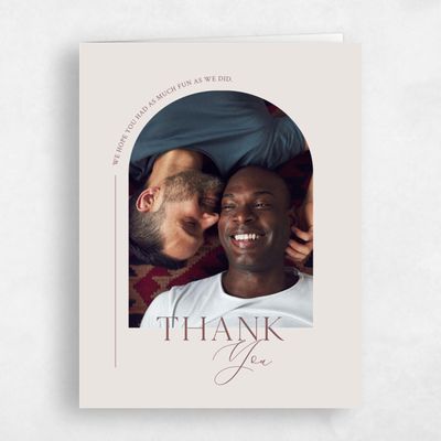 Light Greige, Beige Wedding Thank You - Olaya Photo
