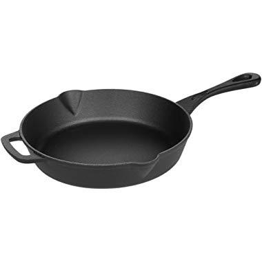 AmazonBasics Pre-Seasoned Cast Iron Skillet Pan, 10.25 Inch
