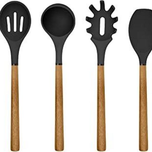 Country Kitchen Silicone Cooking Utensils, 8 Pc - Black