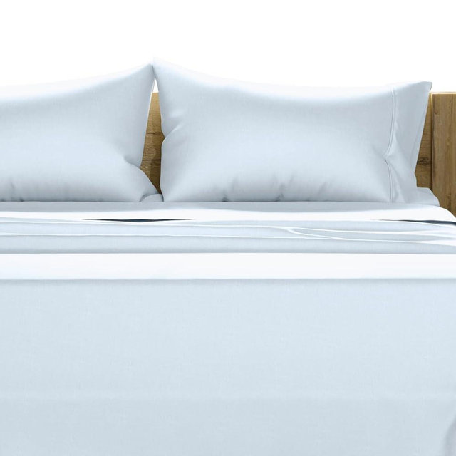 TEXAS LINEN CO. 100% Egyptian Cotton Sheets California King Size - 1500 Thread Count 4 PC Cal King Sheets Egyptian Cotton, Cooling Sateen Sheets, High Thread Count Sheets California King - Light Blue