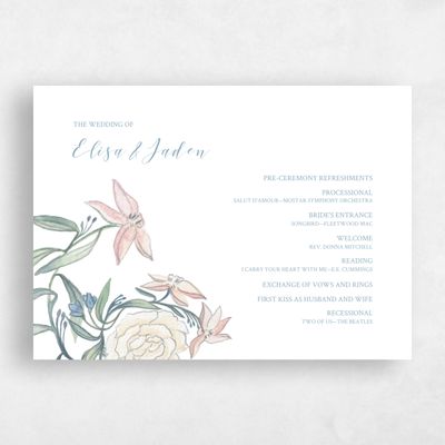 Blue Wedding Program - Wilbur