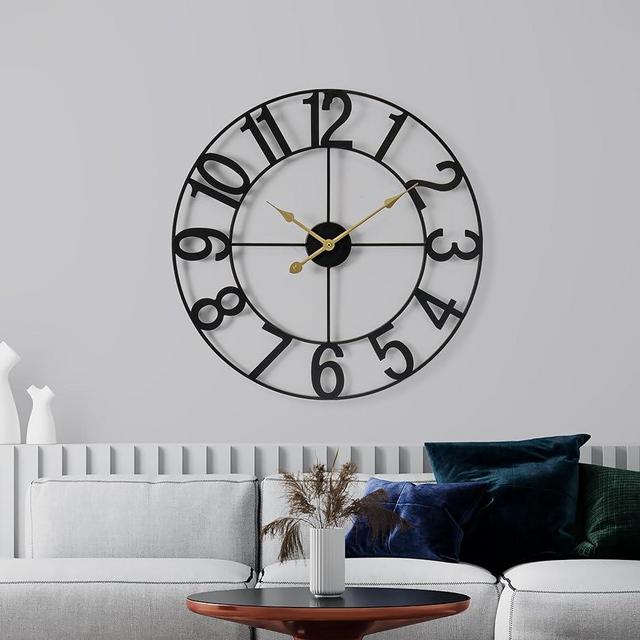 Sorbus Large Wall Clock for Living Room Decor - Wall Clock for Kitchen - 24 inch (60 CM) Wall Clock Decorative - Battery Operated Analog Large Clock (Black)