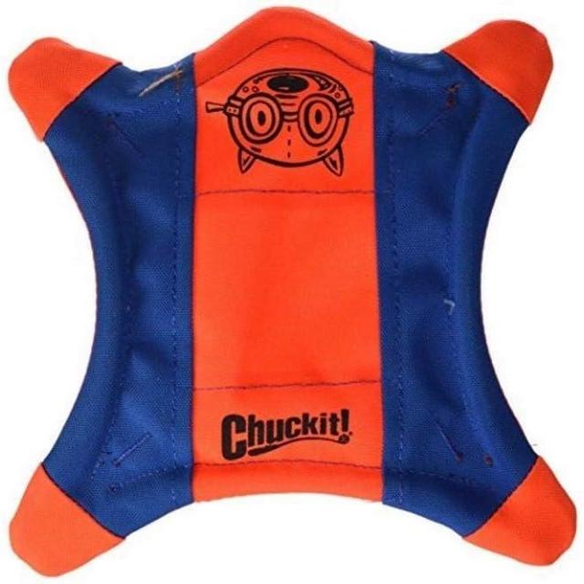 Chuckit! Flying Squirrel Fetch Dog Toy, Size Medium (9.5" Diameter), Orange & Blue, for Medium Dog Breeds