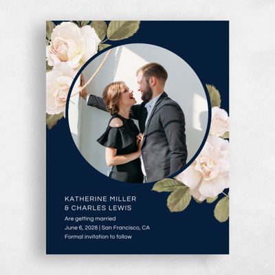 Navy, Blue Wedding Save the Date - Woads Frame