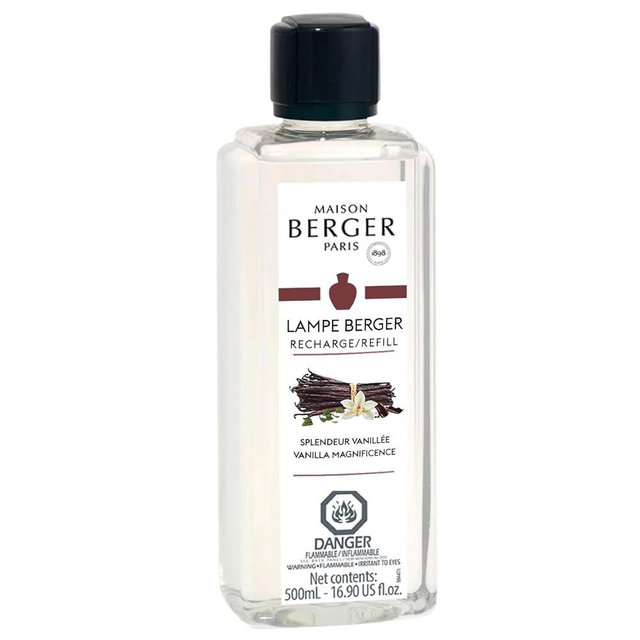 Maison Berger - Vanilla Magnificence - Lampe Berger Fragrance Refill Oil for Home Diffusers - Luxury Air Freshener with Bourbon Vanilla, Rum & Cocoa Notes - 16.9 Fl Oz (500ml)