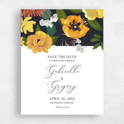 Ebony, Black Wedding Save the Date - Blossom Portrait