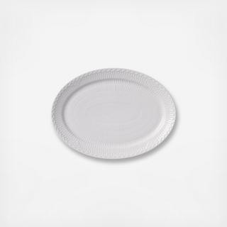 White Fluted Half Lace Oval Platter