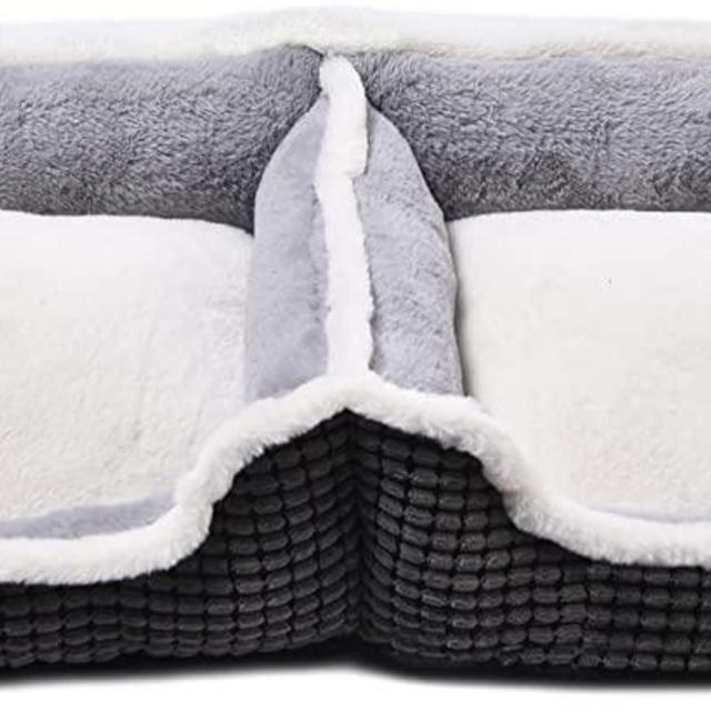 Dog Bed for Small Dogs,Cute Cat Bed for Indoor Cats,Washabel Super Soft Durable Kitten Bed and Puppy Bed, Anti-Slip & Water-Resistant Bottom ,Luxury Square Grey Small aninal Bed