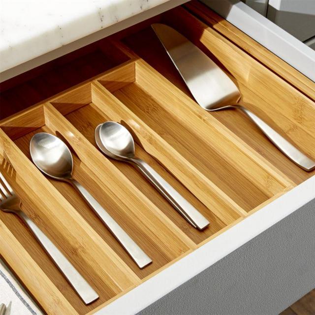 Expandable Bamboo Flatware Tray