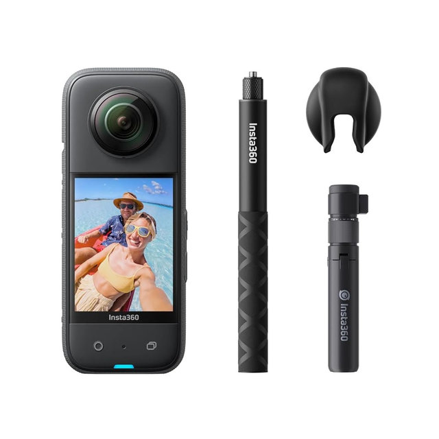 Insta360 X3 Bullet Time Bundle - Waterproof 360 Action Camera with 1/2" 48MP Sensors, 5.7K 360 Active HDR Video, 72MP 360 Photo, 4K Single-Lens, 60fps Me Mode, Stabilization, 2.29" Touchscreen