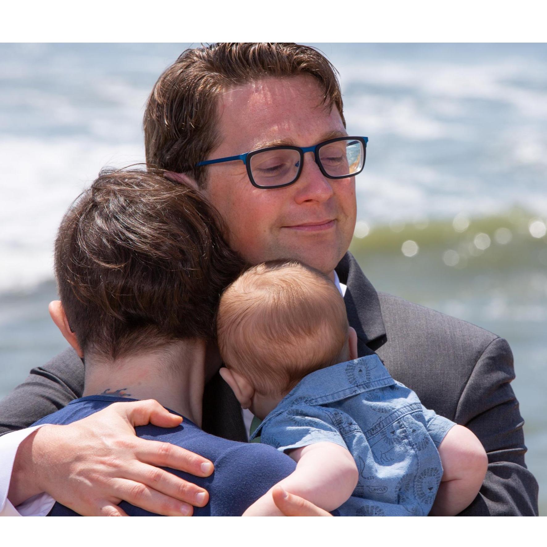 Andy with his childhood best friend, Kelly, and Kelly's son, Seneca.