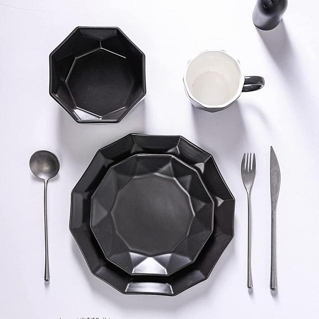 Stone lain Jamie Porcelain Dinnerware Set, 16-Piece Service for 4, Black