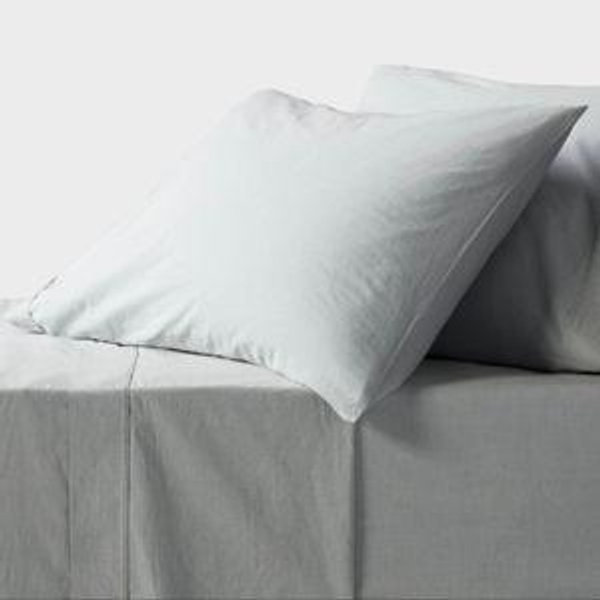 King 250 Thread Count Organic Percale Sheet Set Blue Chambray - Threshold™: GOTS & OEKO-TEX Certified, Includes 4pc