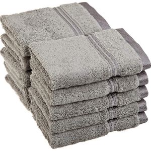 Superior Luxurious Soft Hotel & Spa Quality Washcloth Face Towel Set of 10, Made of 100% Premium Long-Staple Combed Cotton - Silver, 13" x 13" each