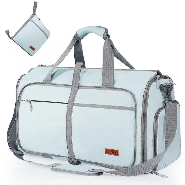 Foldable Garment Bags for Travel, Convertible Travel Sports Duffel Bag for Women, Water Resistant Garment Bag with Shoe Compartment, 2 in 1 Hanging Suitcase Suit Bags, Gifts for Women, Mint Green