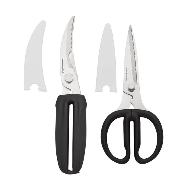 KitchenAid Stainless Steel All Purpose and Poultry Shears Set with Soft Touch Handles, 2 Piece, Black
